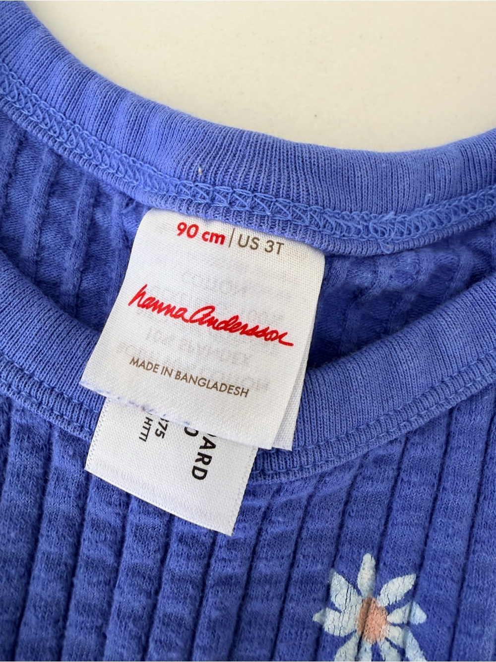Hanna Andersson Royal Blue Daisy Drawstring Ribbed Dress - Picture 4 of 5